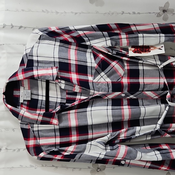 PLAID SHIRT DRESS SIZE SMALL / RED /WHITE/BLUE BLL-NYC - Picture 2 of 9